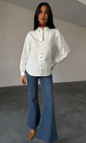 Weißes Multi-Button-Charly-Hemd