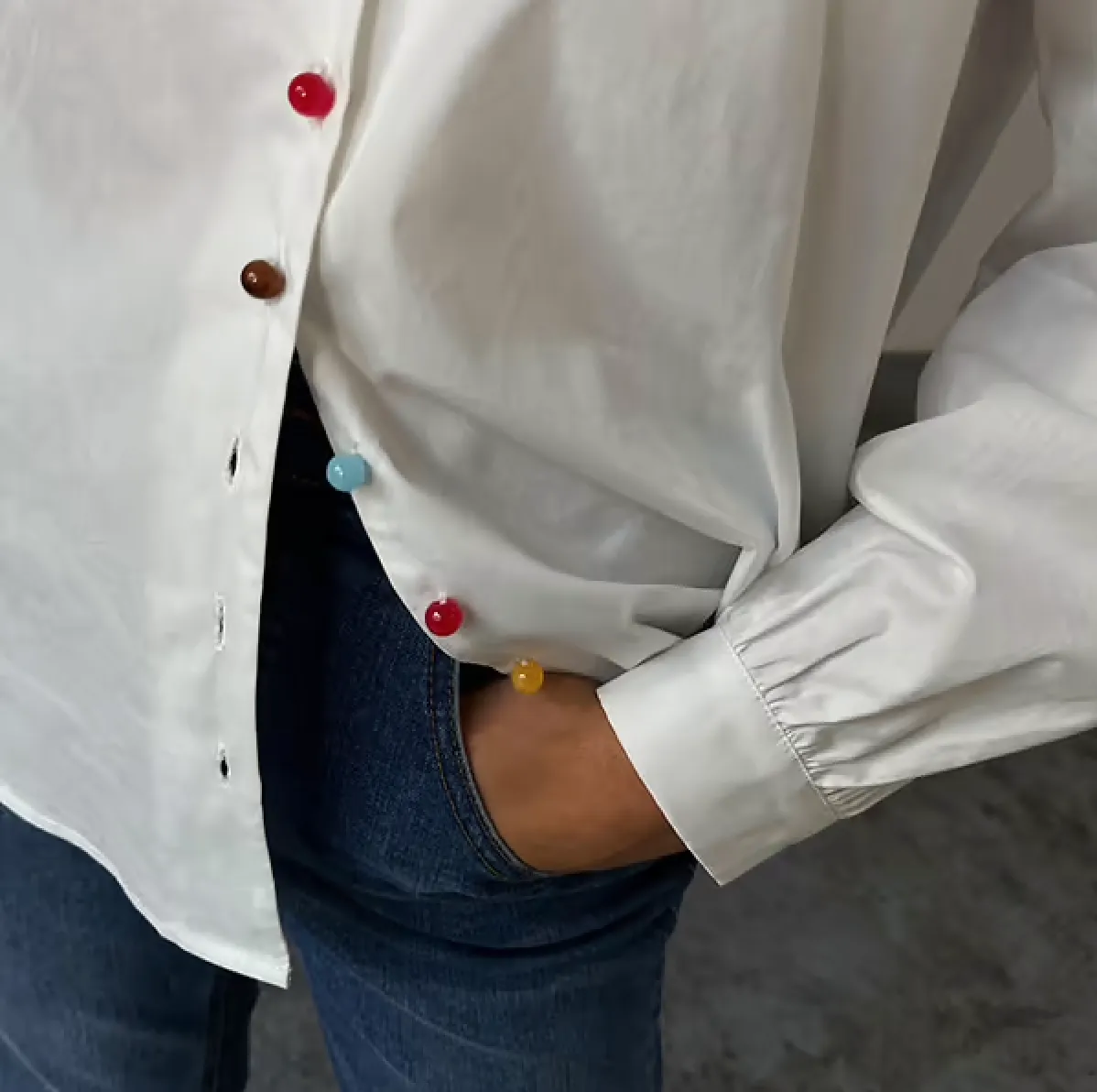 Weißes Multi-Button-Charly-Hemd