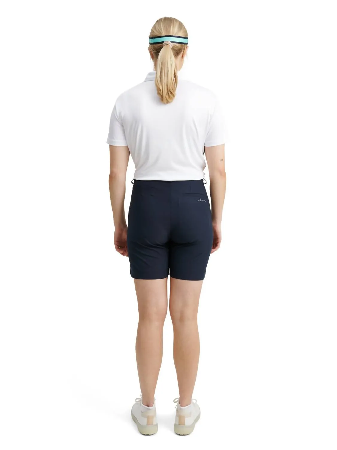Damen Polohemd mit Kirschstreifen in Aqua Weiß