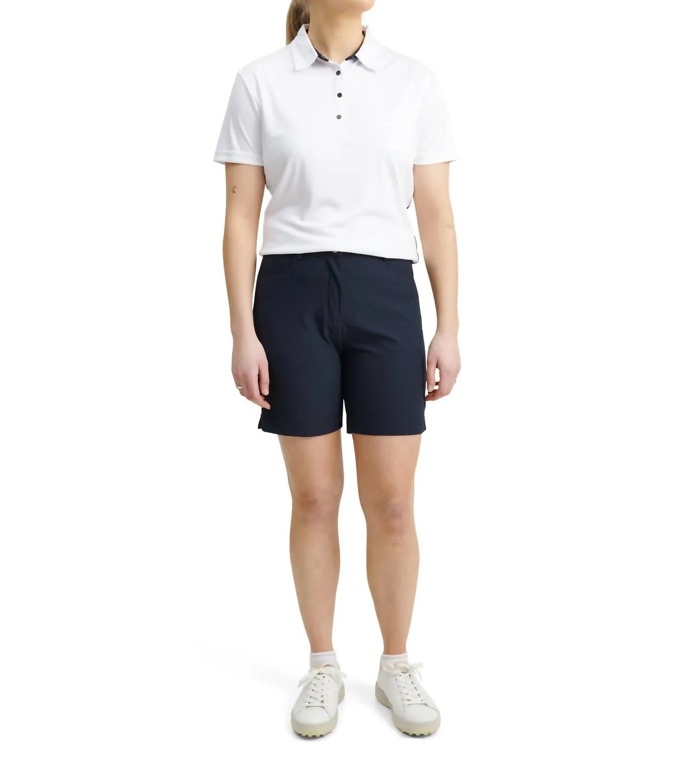Damen Polohemd mit Kirschstreifen in Aqua Weiß