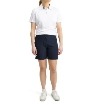 Damen Polohemd mit Kirschstreifen in Aqua Weiß
