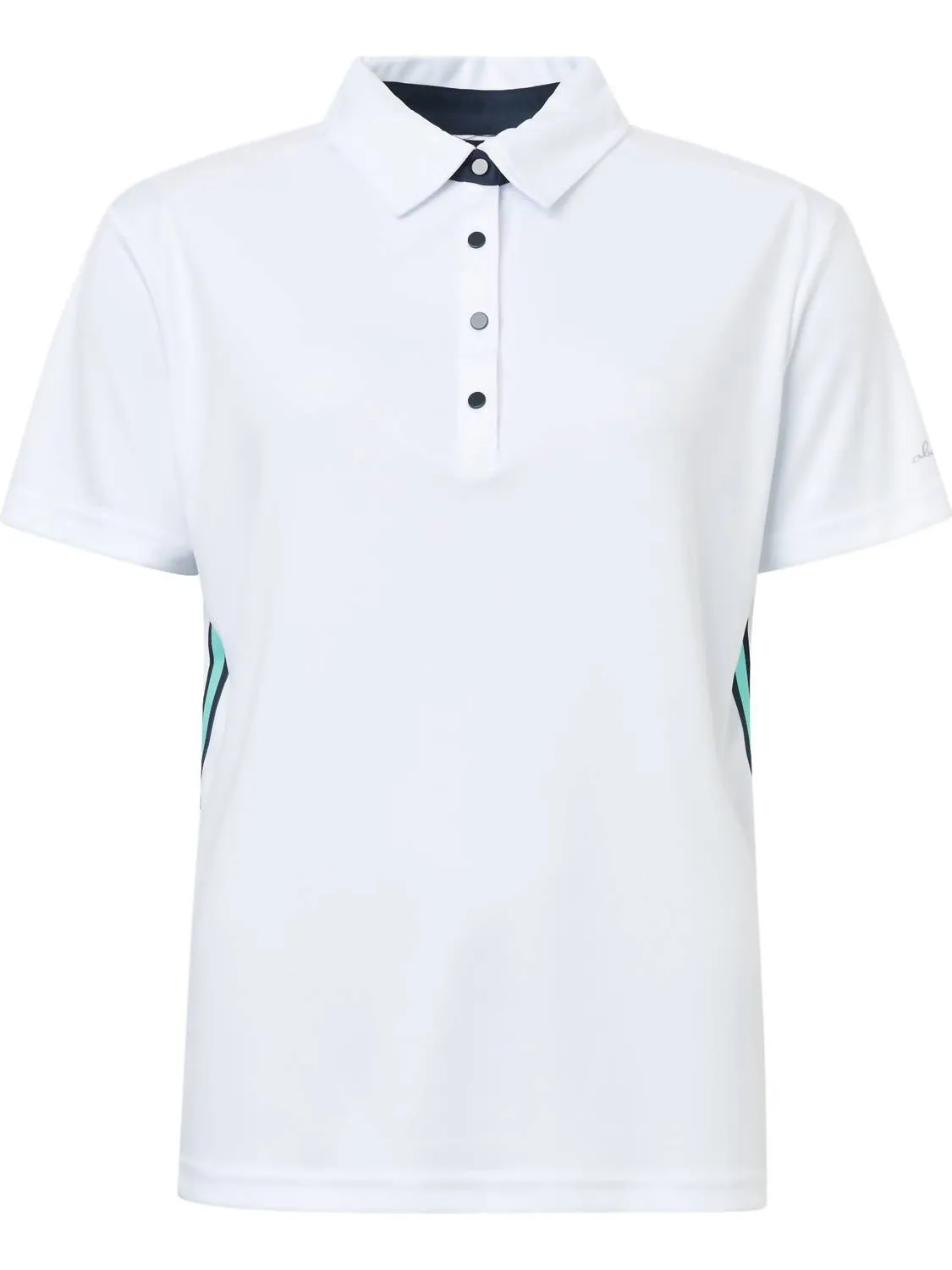 Damen Polohemd mit Kirschstreifen in Aqua Weiß
