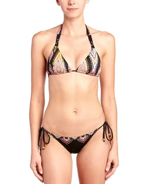 Damen San Sebastian Hüfthöschen Bikini-Badeanzug in Schwarz mit verstellbaren Seitenschnüren