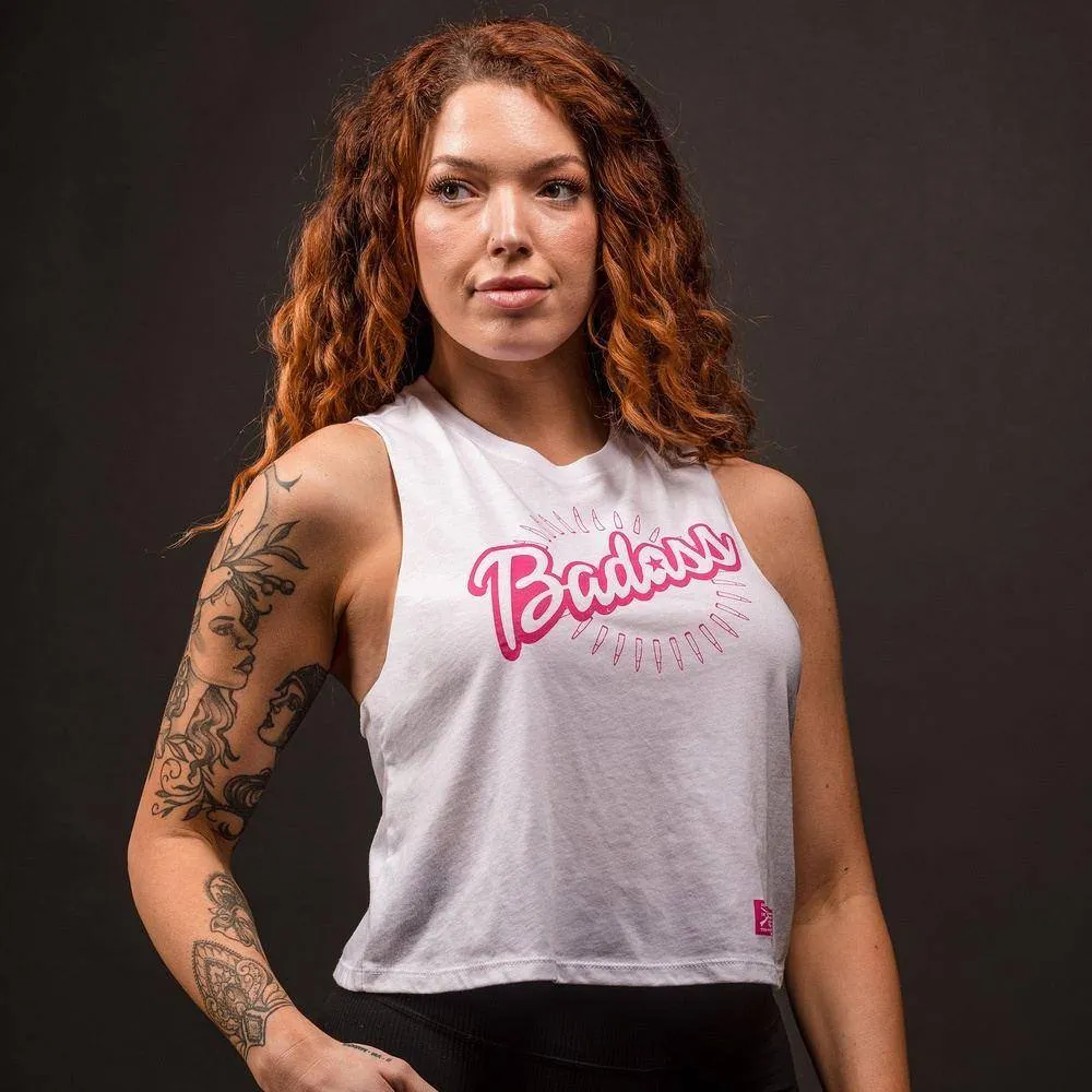 Frauen Badass Racerback Cropped Tanktop - Weiß