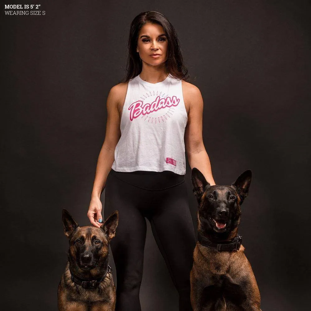 Frauen Badass Racerback Cropped Tanktop - Weiß