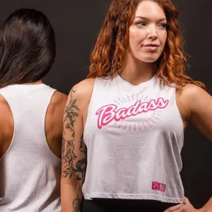 Frauen Badass Racerback Cropped Tanktop - Weiß