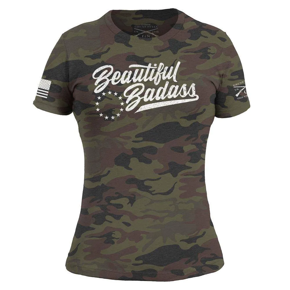 Frauen T-Shirt Schön und Tough - Waldtarnung