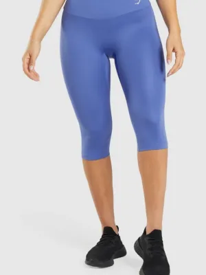Damen Capri-Leggings mit Logo-Print, Blau