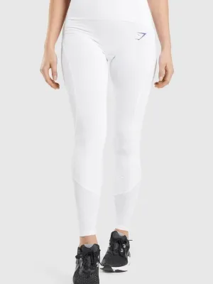 Damen Leggings mit Logo-Print, Weiß