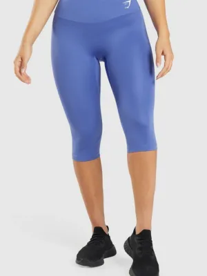 Damen Kurze Leggings mit Logo-Aufdruck, Blau