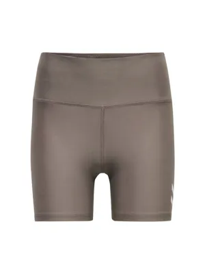 Damen-Sportshorts mit aufgedrucktem Markenlogo, Taupe