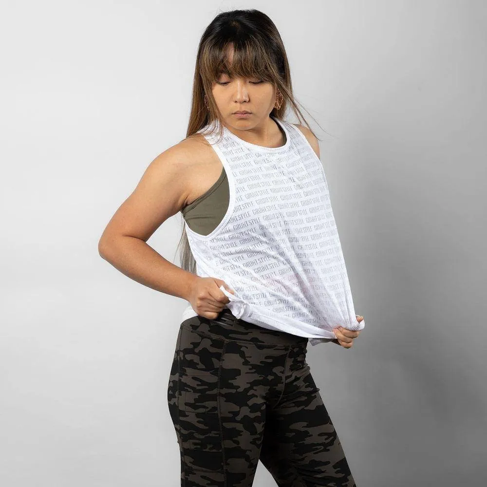 Damen Burn Out Tanktop - Weiß