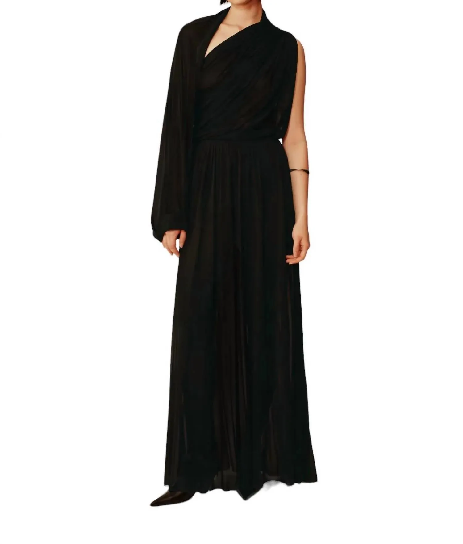 Damen-Gossamer-Drape-Bodysuit in Schwarz