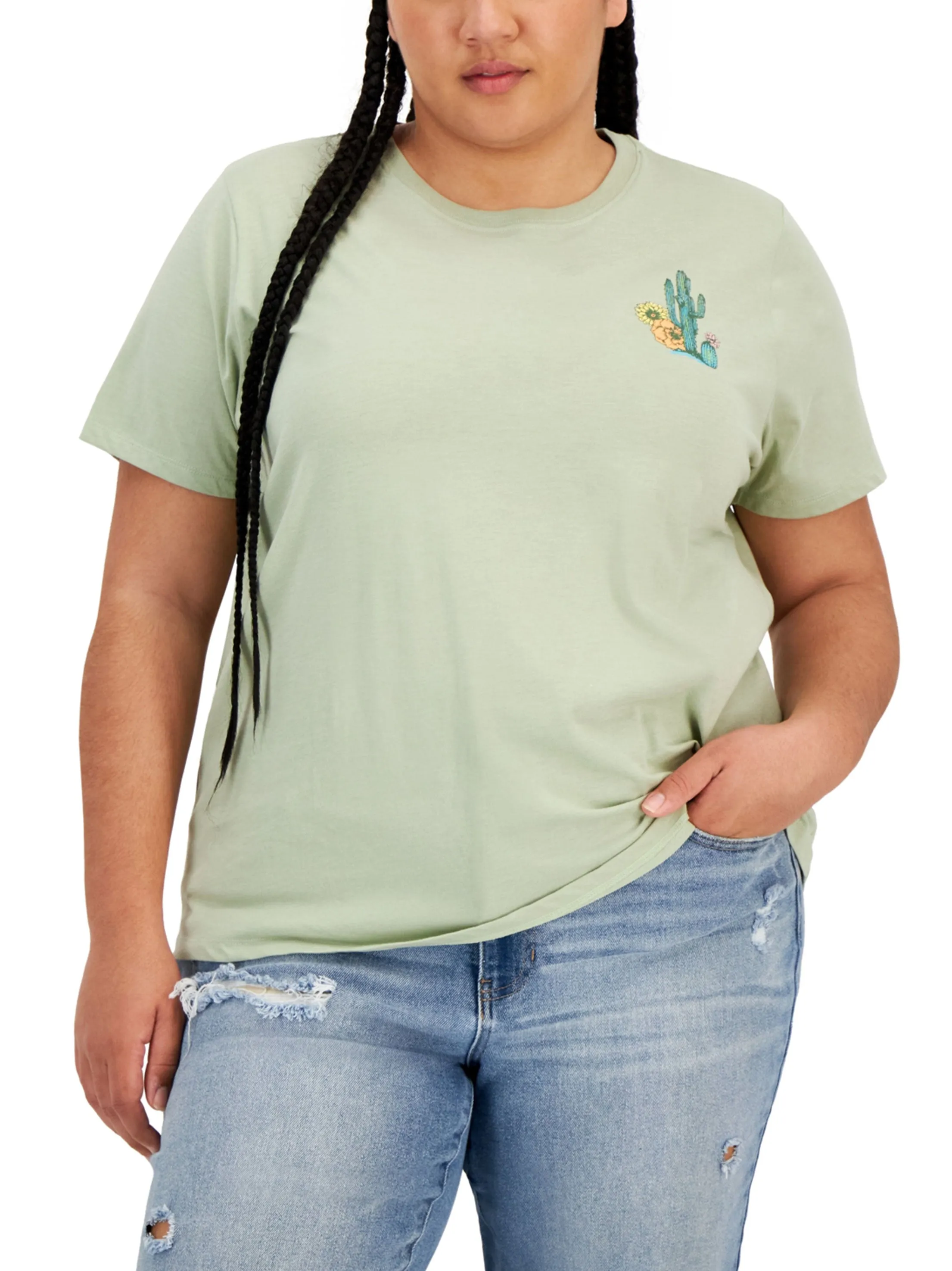 Damen T-Shirt mit Aufdruck, Olivgrün