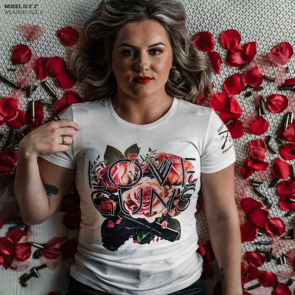 Women's Love Guns Slim Fit T-Shirt - Weiß