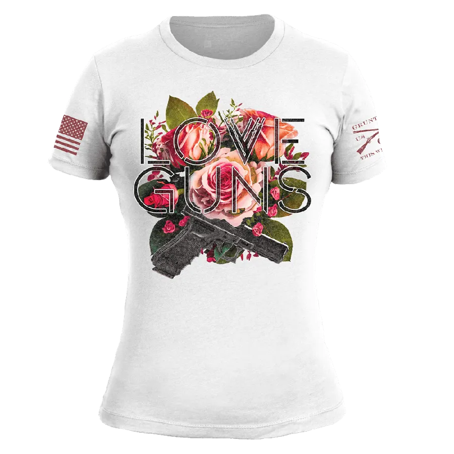 Women's Love Guns Slim Fit T-Shirt - Weiß