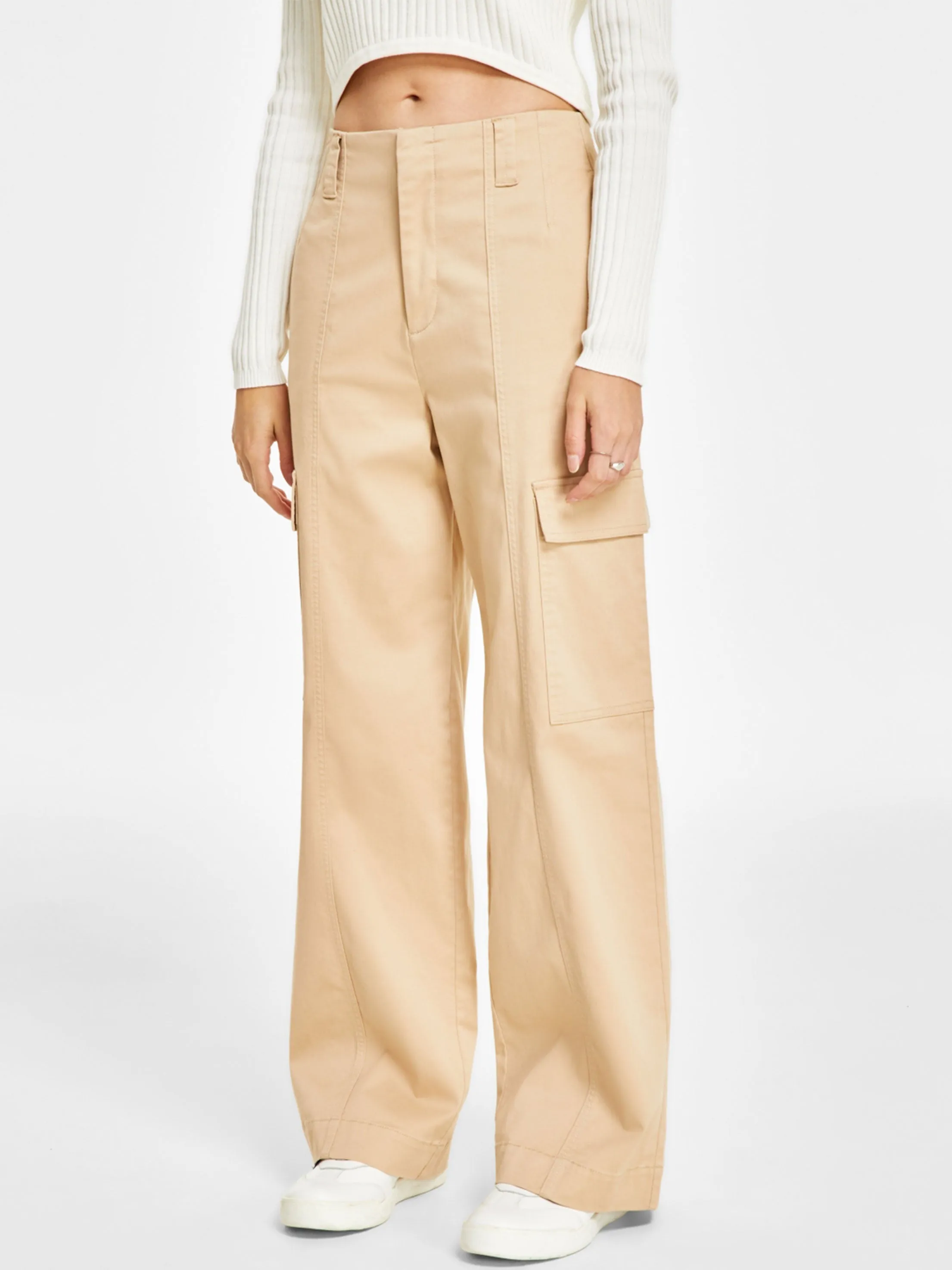 Damen Cargo-Hose Uni, Beige