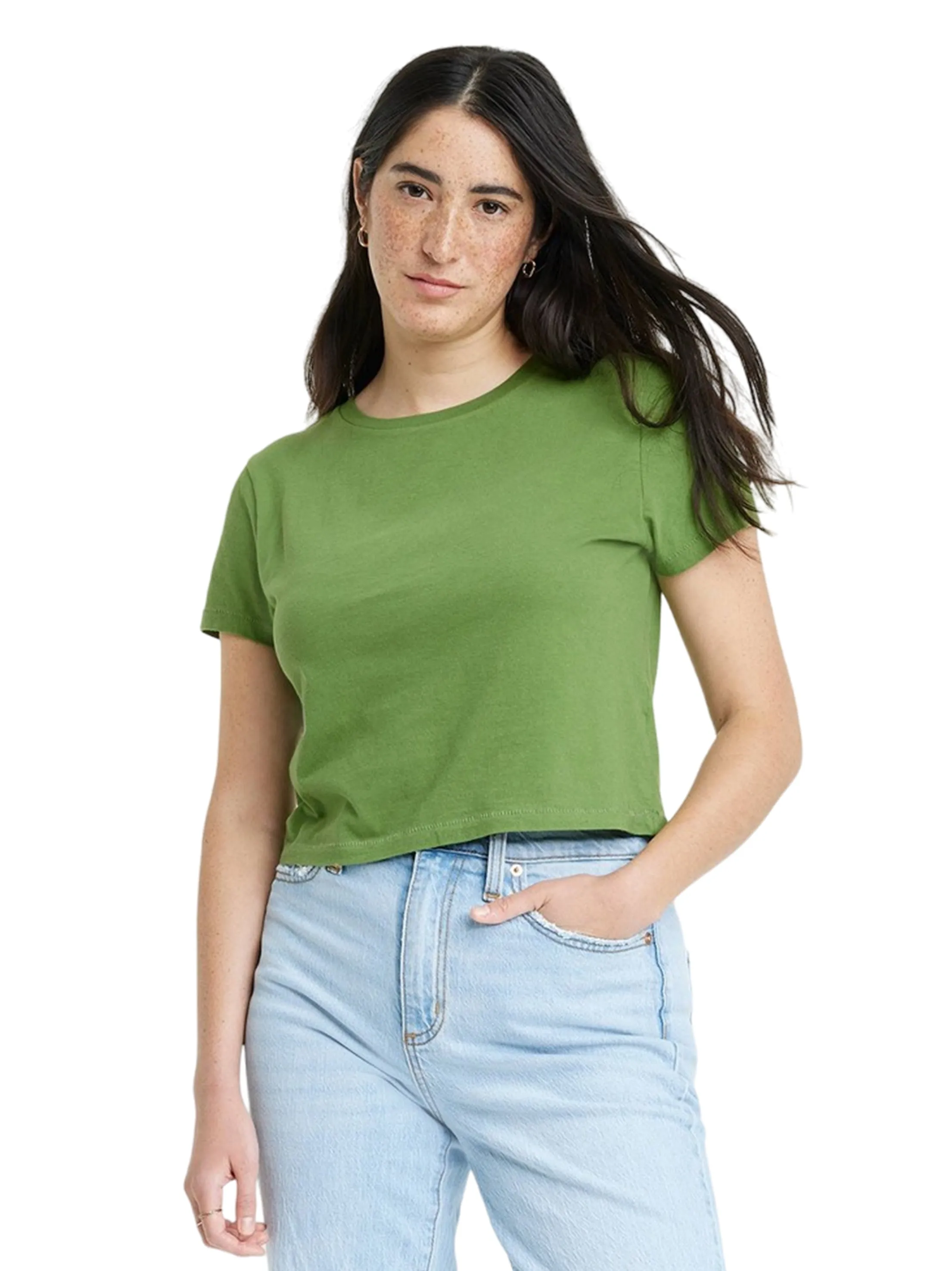 Damen Einfarbiges T-Shirt, Grün