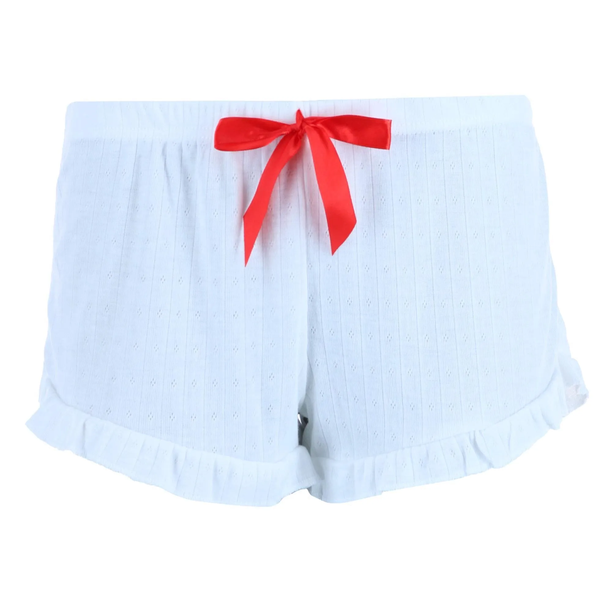 Damen-Pointelle-Kurzshorts mit Kirschmuster Pyjama-Set