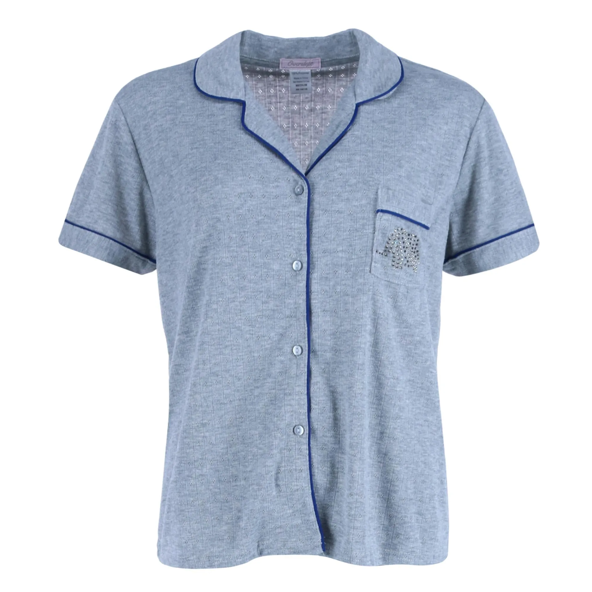 Damen-Pyjama-Set mit Pointelle-Elefanten-Ausschnitt