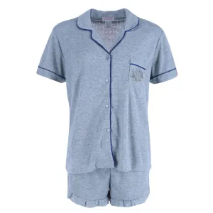 Damen-Pyjama-Set mit Pointelle-Elefanten-Ausschnitt