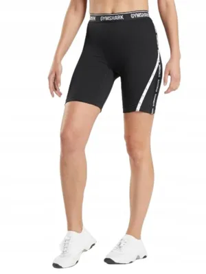 Damen Seitlich Bedruckte Kurze Leggings, Schwarz