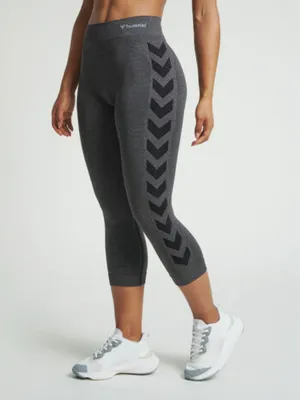 Damen Seitliche Rippen Leggings, Dunkelgrau