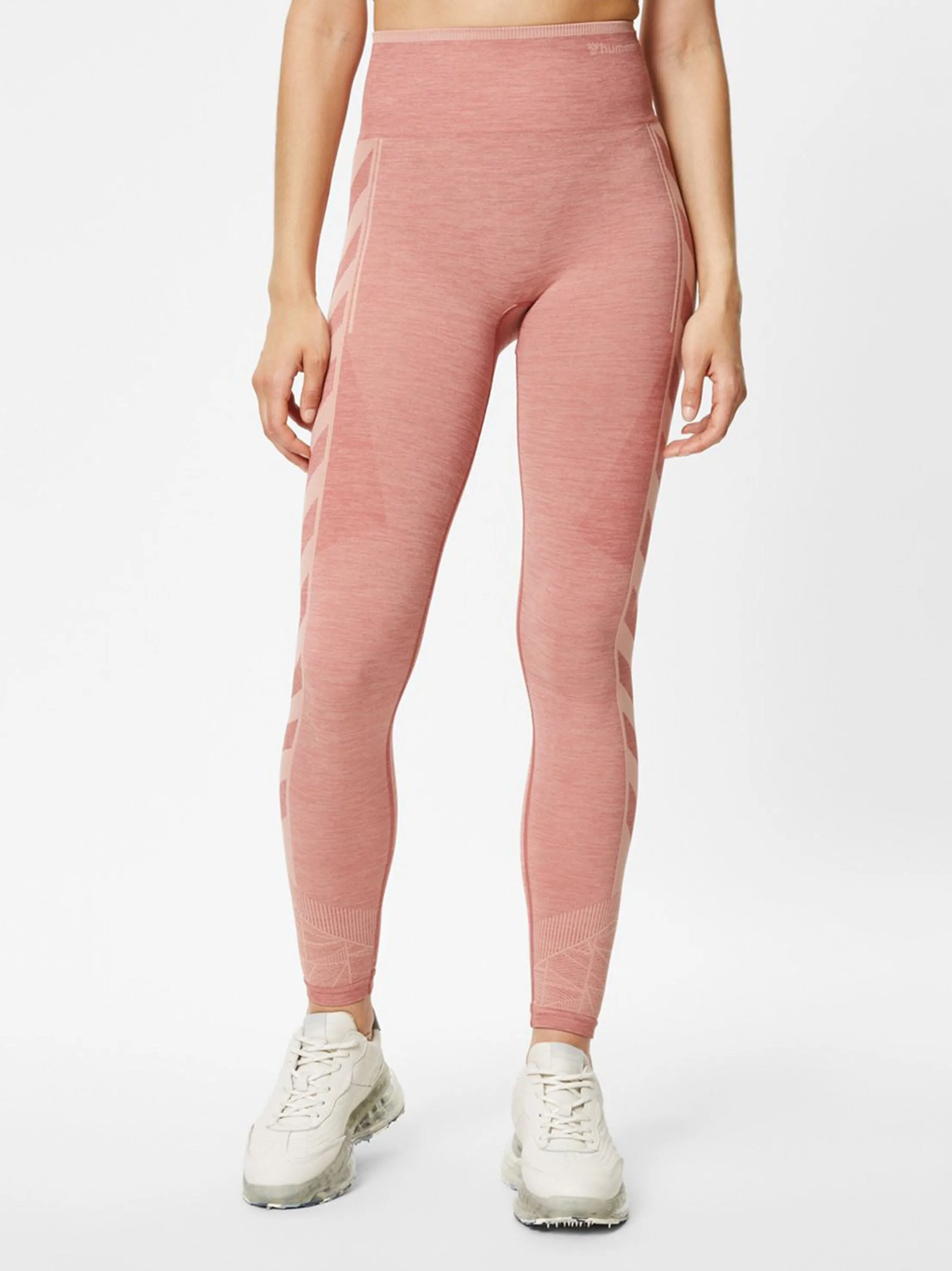 Damen Rippen-Leggings mit Seitennaht, Rosa