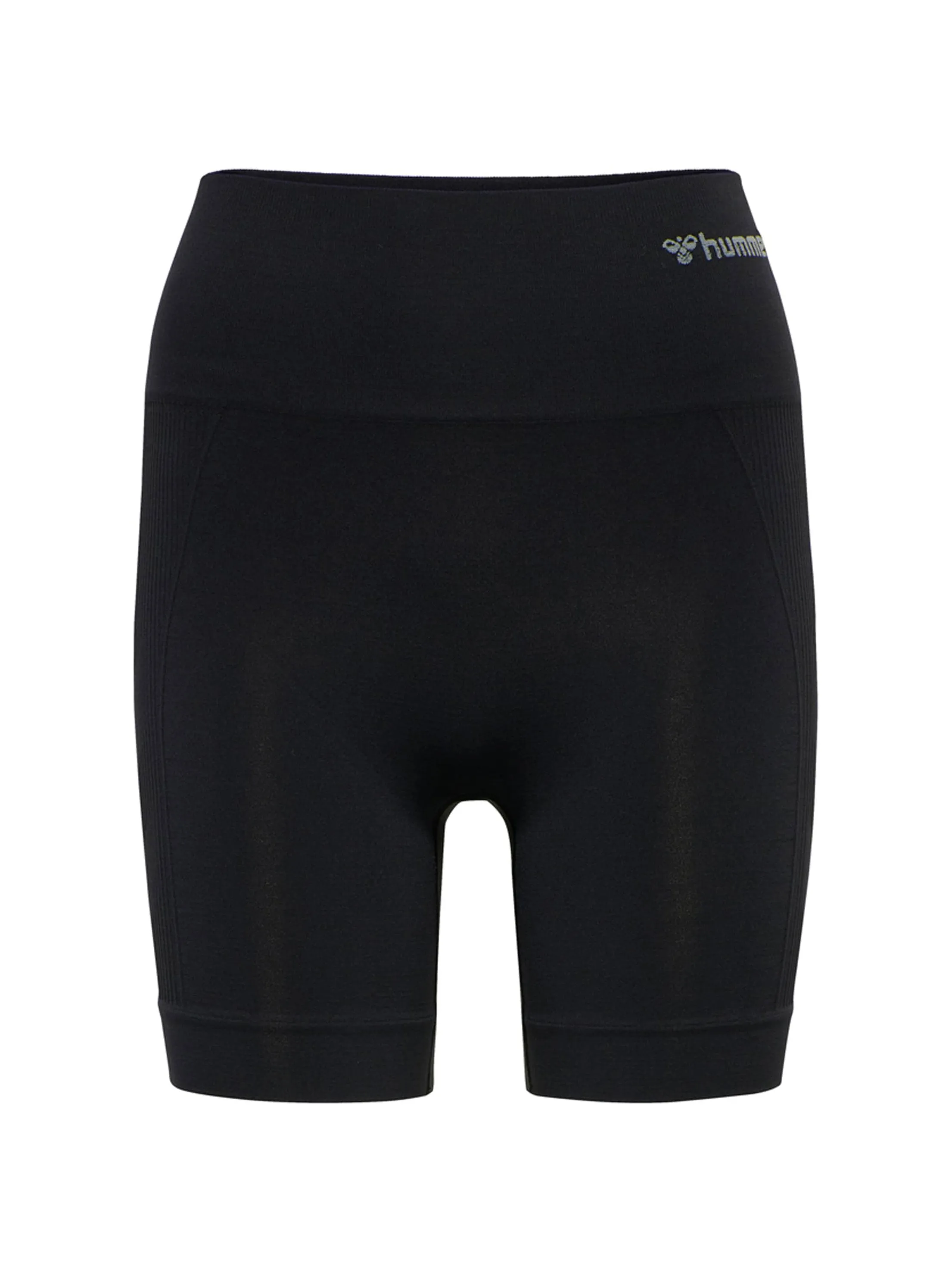 Damen Seitliche Rippen Kurze Leggings, Schwarz