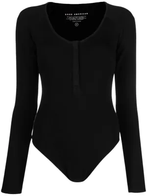 Damens The Feel Good Langarm-Body in Schwarz 001