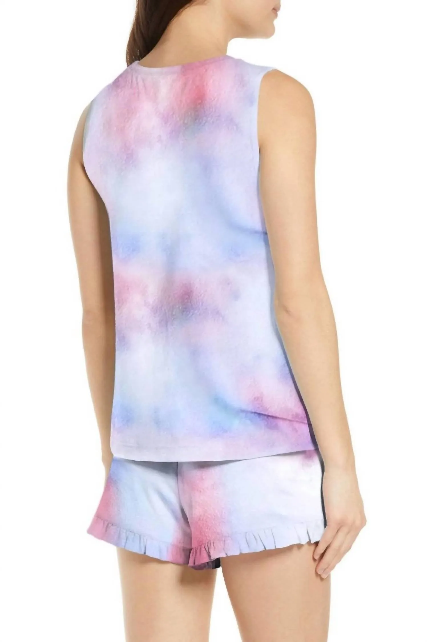 Damen Vered Loungewear Shorts-Set in Rosa & Blau