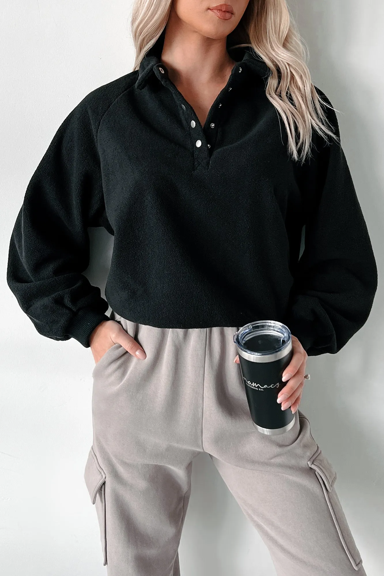Remote-Work Fleece-Pullover (Schwarz)