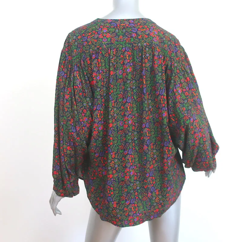 Xirena Charley Bluse Blumenmuster Rayon Größe M Langarm Top
