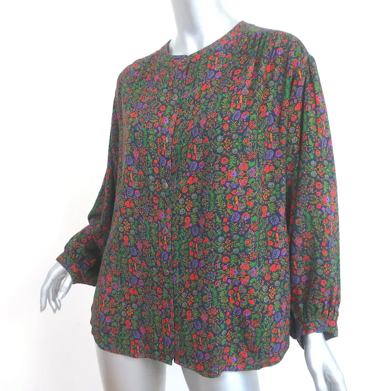 Xirena Charley Bluse Blumenmuster Rayon Größe M Langarm Top