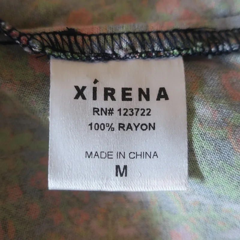 Xirena Charley Bluse Blumenmuster Rayon Größe M Langarm Top