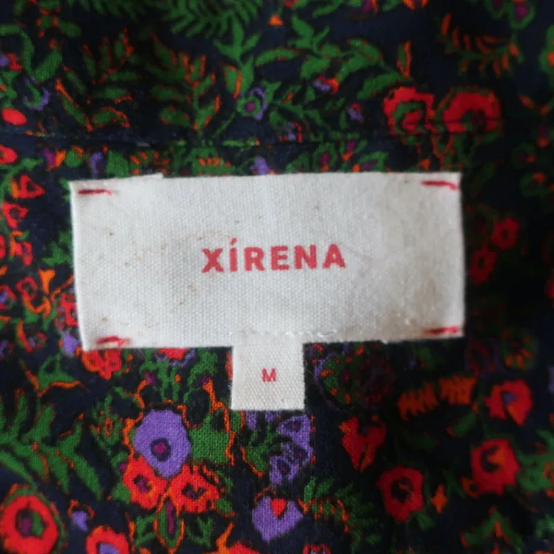 Xirena Charley Bluse Blumenmuster Rayon Größe M Langarm Top