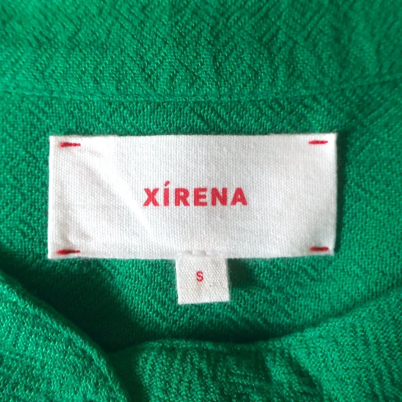 Xirena Presley Bluse Grün Krepp Größe S Langarm Top