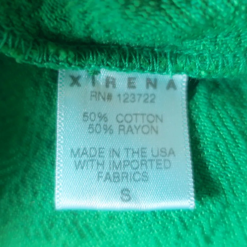 Xirena Presley Bluse Grün Krepp Größe S Langarm Top