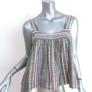 Xirena Zoe Tanktop Grau Metallisch-Gestreift Baumwolle Größe Extra Small