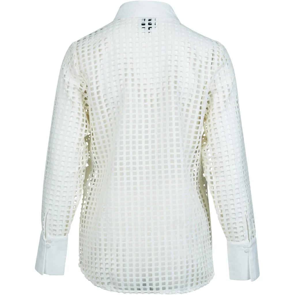 Yara Rüschen-Gitter-Knopfbluse