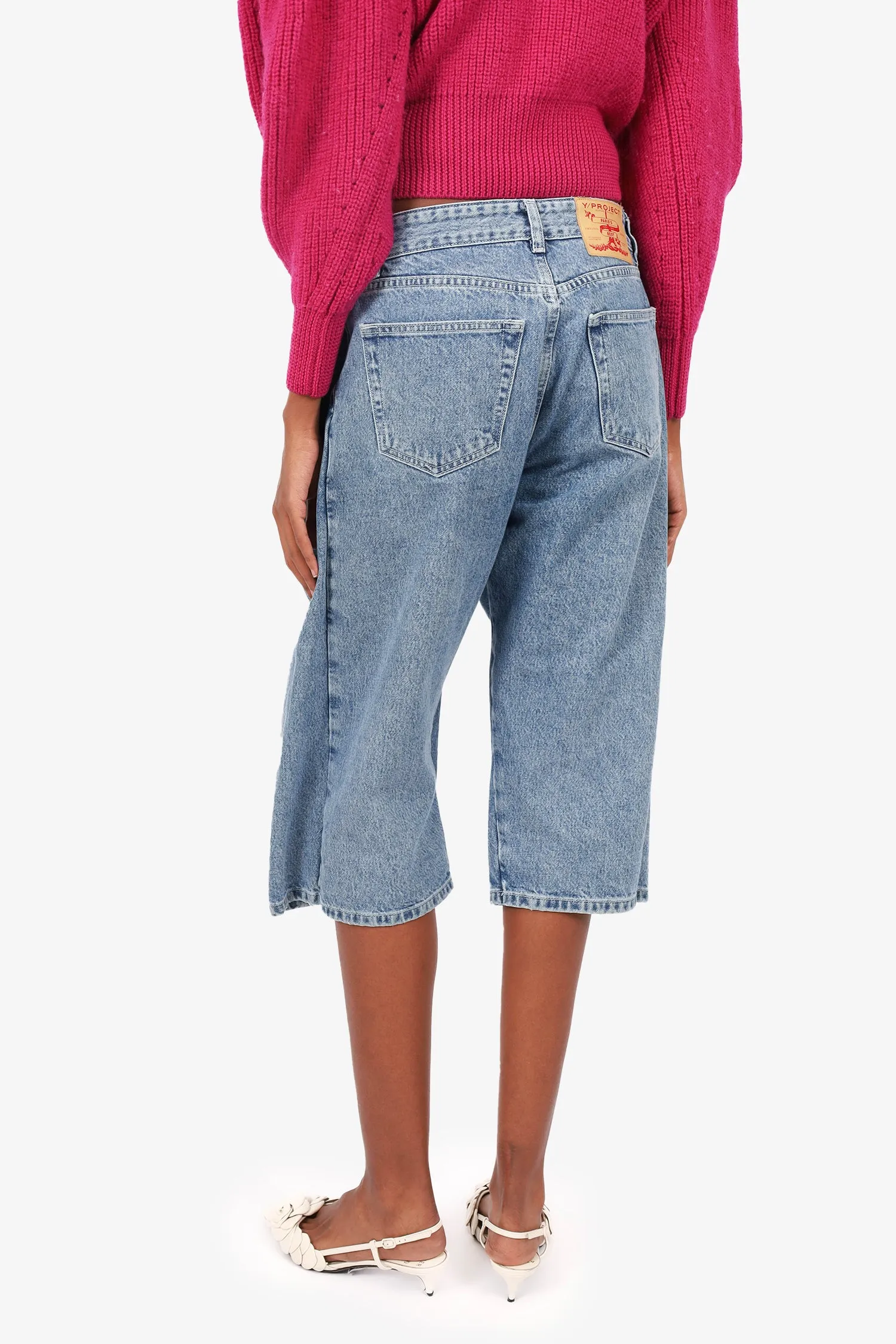 Y/Project Blaue Denim Bermuda-Shorts in Größe S