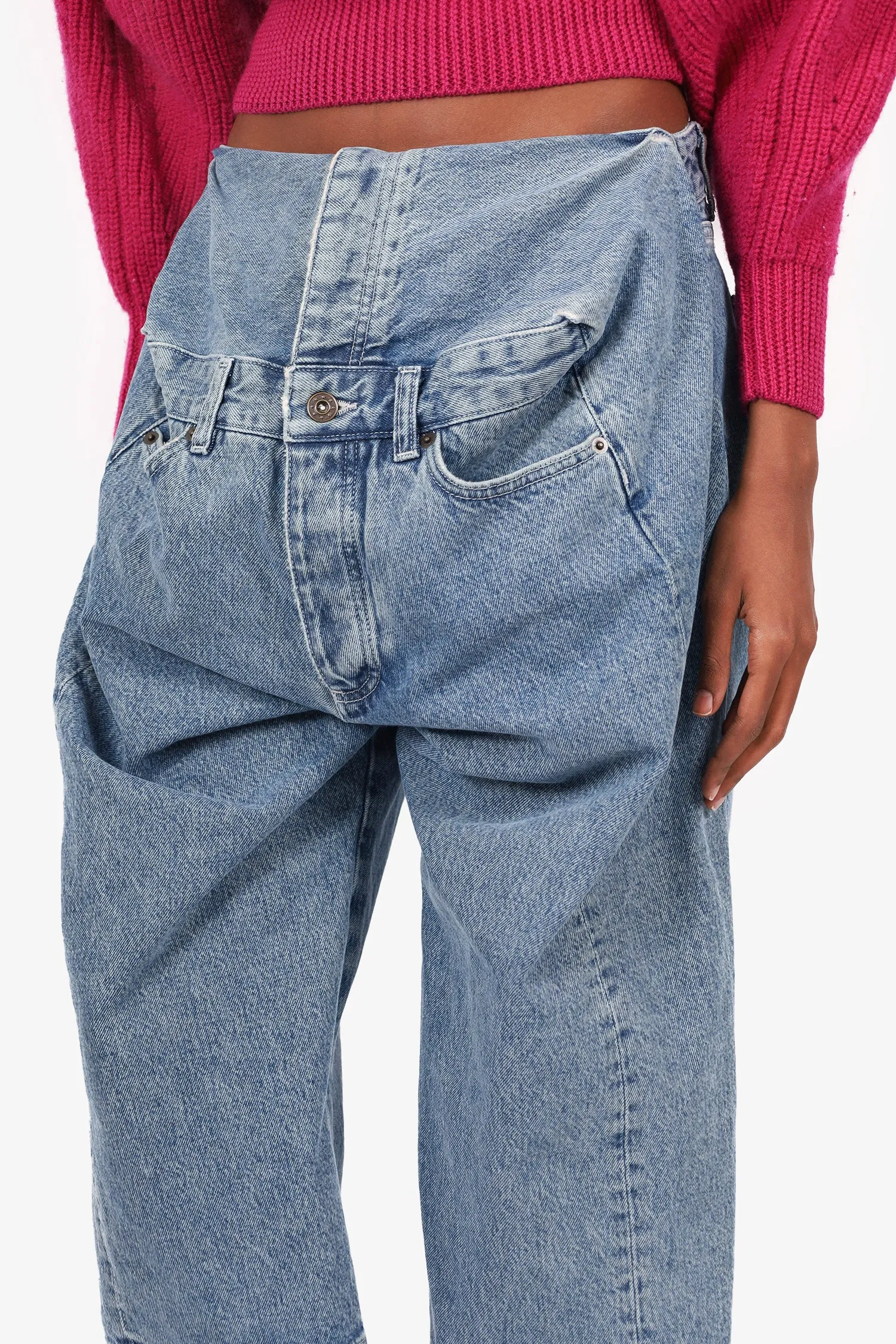 Y/Project Blaue Denim Bermuda-Shorts in Größe S
