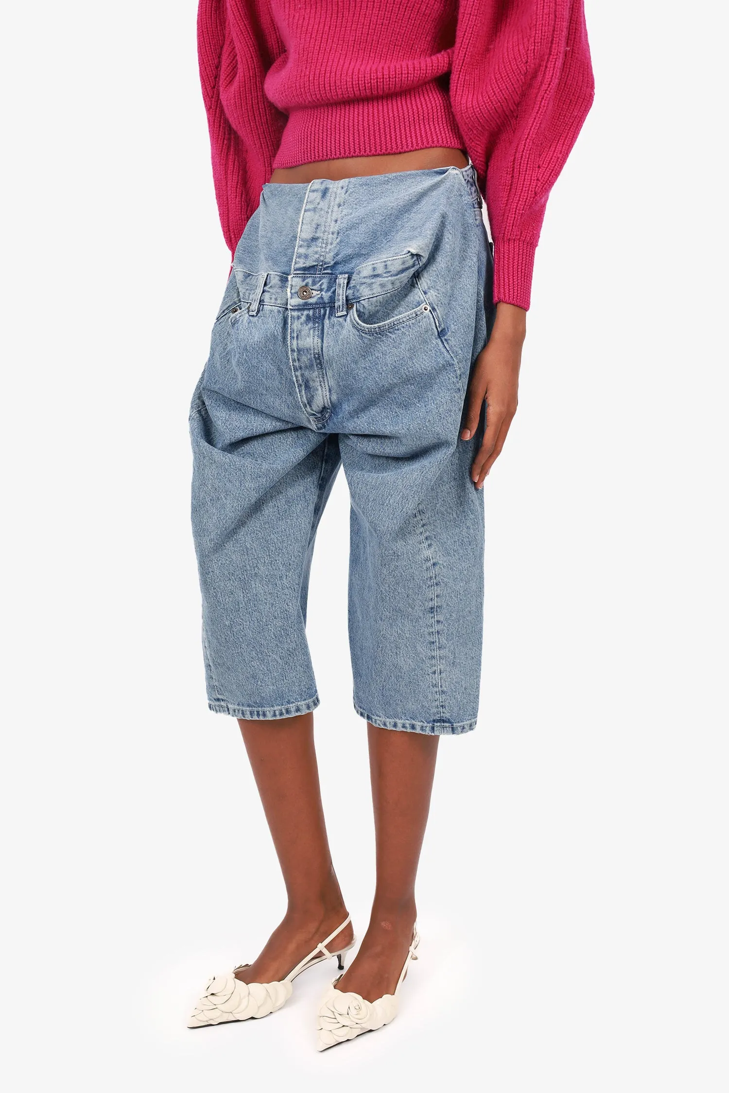 Y/Project Blaue Denim Bermuda-Shorts in Größe S