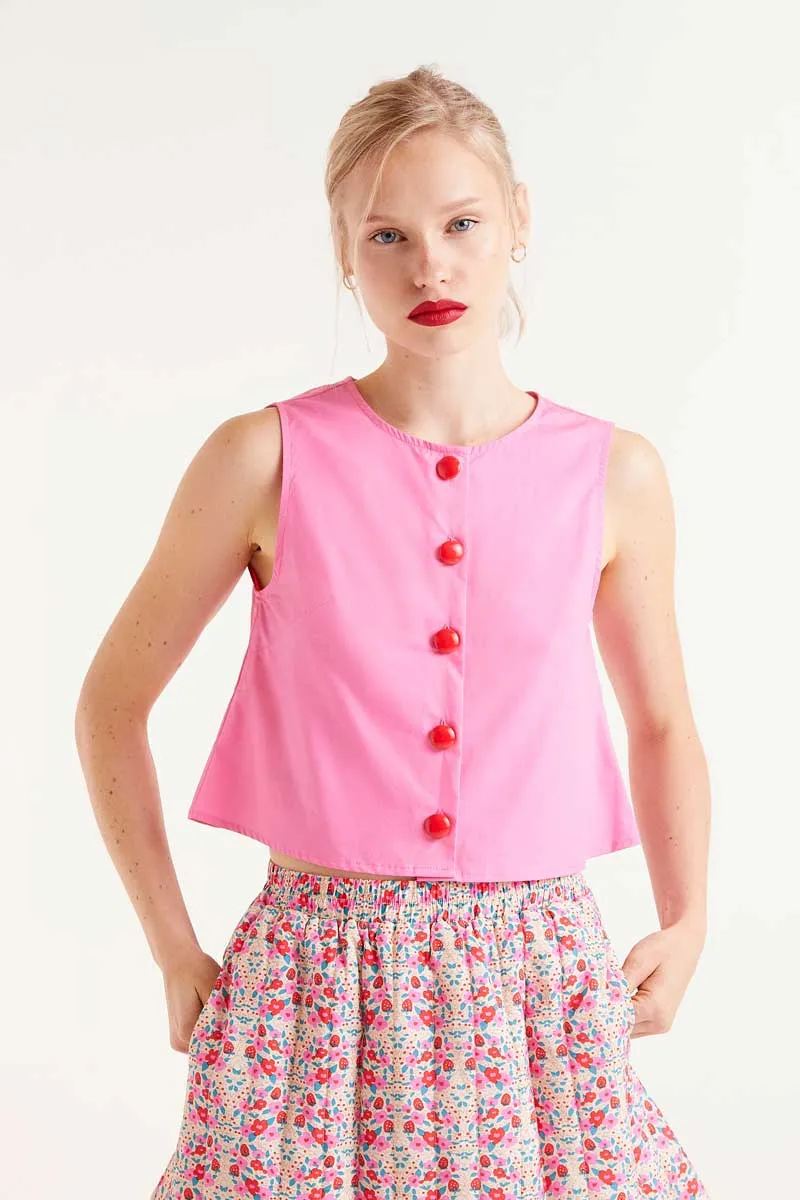 Yvette Statement Knopf Boxy Top