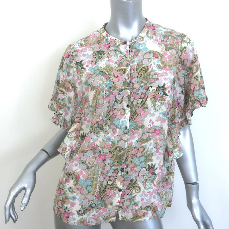 Zadig & Voltaire Tafi Bluse Creme/Mehrfarbiger Blumenprint Größe Extra Small NEU