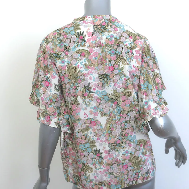 Zadig & Voltaire Tafi Bluse Creme/Mehrfarbiger Blumenprint Größe Extra Small NEU