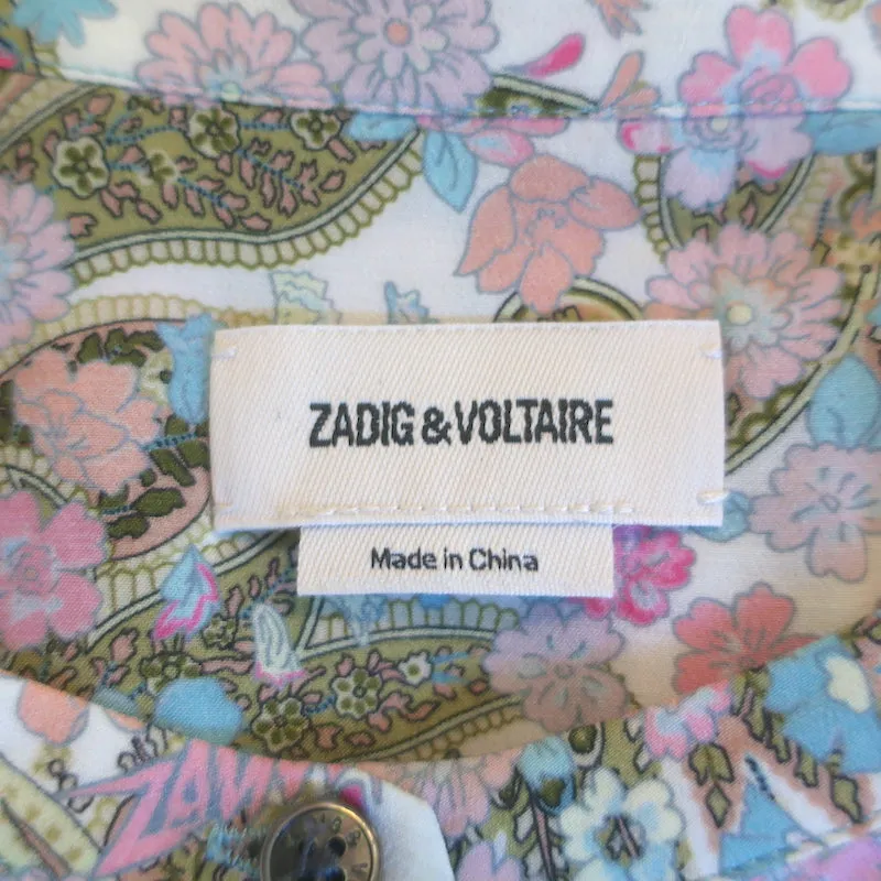 Zadig & Voltaire Tafi Bluse Creme/Mehrfarbiger Blumenprint Größe Extra Small NEU