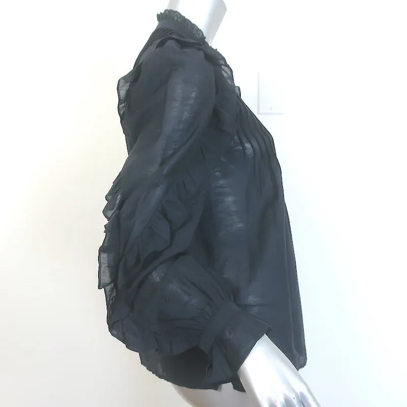 Zadig & Voltaire Timmy Tomboy Top Schwarz Rüschen Baumwolle Größe Extra Small