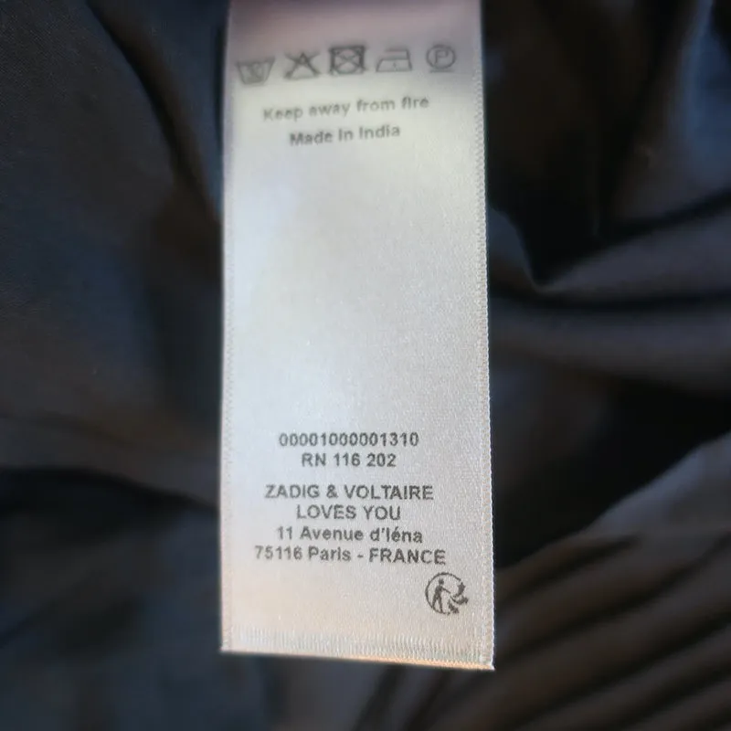 Zadig & Voltaire Timmy Tomboy Top Schwarz Rüschen Baumwolle Größe Extra Small