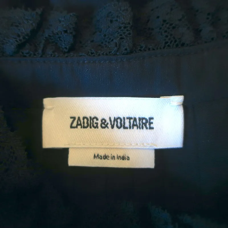 Zadig & Voltaire Timmy Tomboy Top Schwarz Rüschen Baumwolle Größe Extra Small